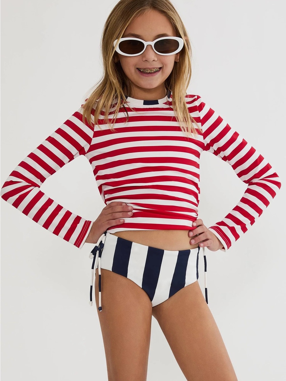 Beach Riot Little Addie & Janie Set Star Spangled Stripes